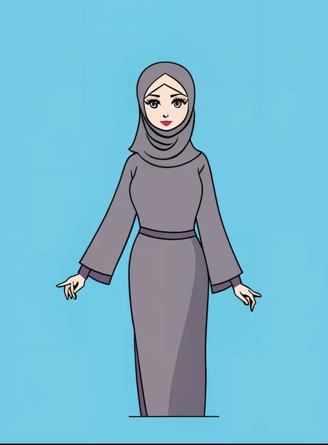 cartoon of a woman with a hijab, inspired by Sheikh Hamdullah, cell shaded adult animation, nun fashion model, animation character, hijab, among us character