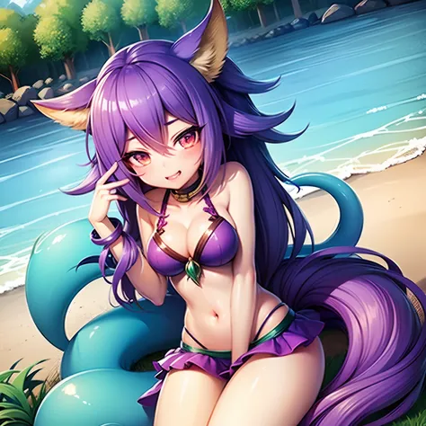 neeko from league of legends, seductive, curvy, blushing