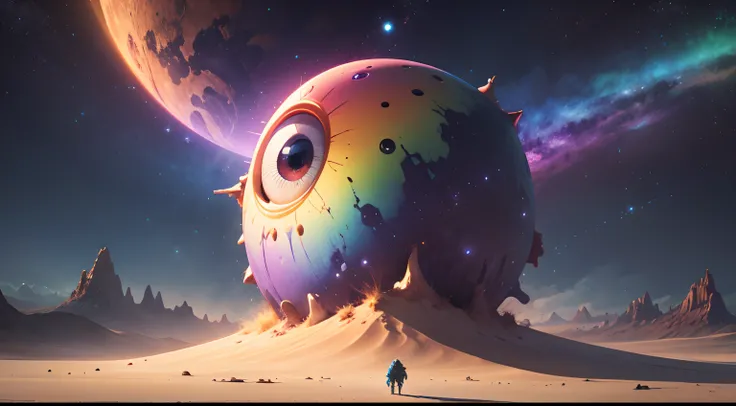 monster , space, colorized, rainbow, pixar