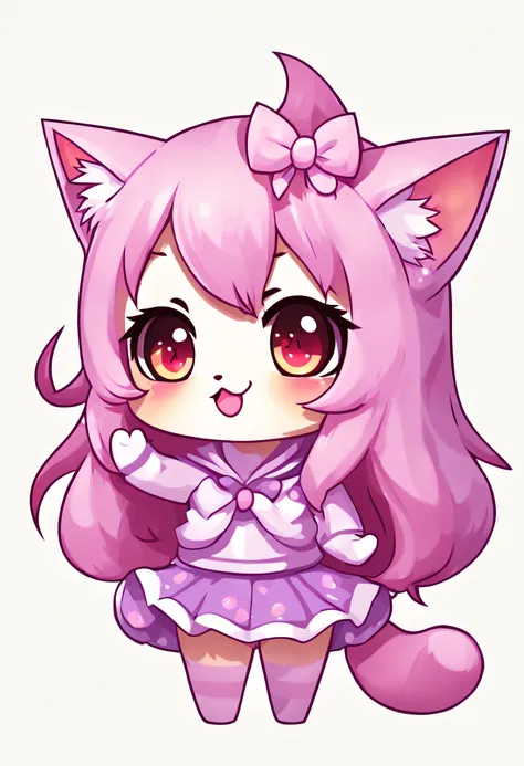 cute nekomimi emotes in pink and lilac colors