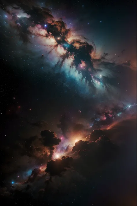 Create the universe with colorful nebulae and dust clouds in space, Imagem em 4K