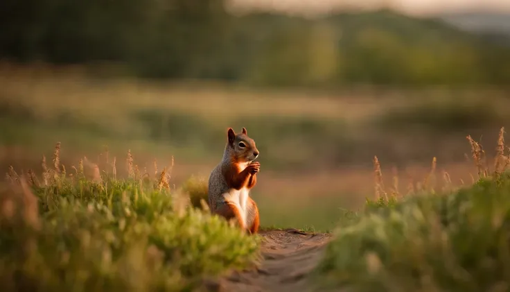 A squirrel giving a TED talk to a crowd of swirls