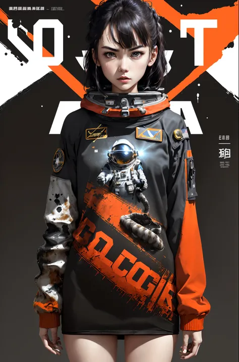 ((((Dramatic))), (((grittiness))), (((Intense))) The movie poster shows a young woman((The astronaut))is the central figure。(She stands confidently in the center of the poster)。The background is dark and gritty，There is a sense of danger and a strong feeli...