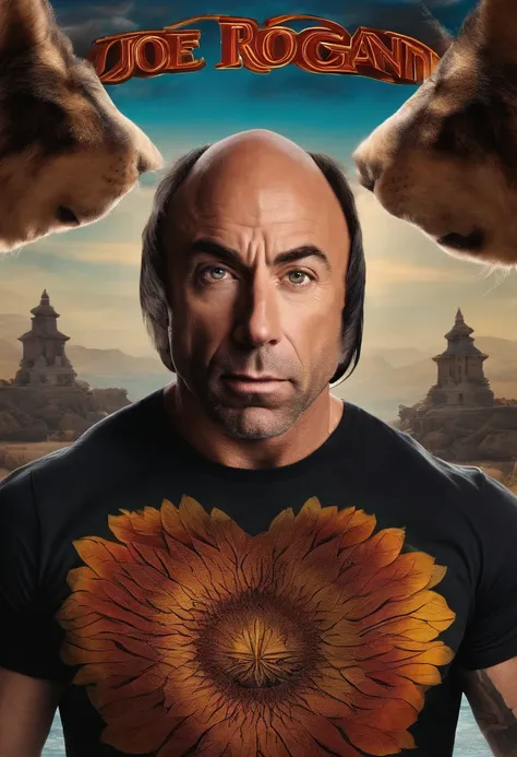 Joe Rogan holding an 18 inches by 36 inches poster over his head