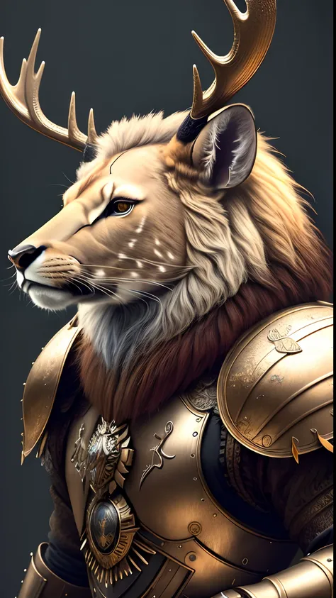 Animalrizz   ((deer)) 10, masterpiece, highres, Absurd,photorealistic portrait, Parley_armature, Lion in Armor ,Wear Parley_armature, Massive futuristic armor, running, move, Rocket propulsion,((from the side))