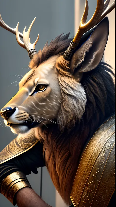 Animalrizz   ((deer)) 10, masterpiece, highres, Absurd,photorealistic portrait, Parley_armature, Lion in Armor ,Wear Parley_armature, Massive futuristic armor, running, move, Rocket propulsion,((from the side))