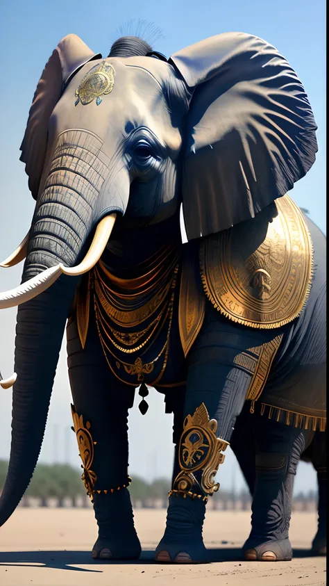 Animalrizz   ((elephant)) 10, masterpiece, highres, Absurd,photorealistic portrait, Parley_armature, Lion in Armor ,Wear Parley_armature, Massive futuristic armor, running, move, Rocket propulsion,((from the side))