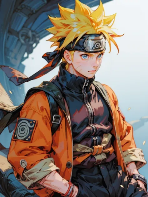 1man, solo, (masterpiece), best quality, ultra-detailed, naruto, retro style, fashion cloth, fancy. ninja,