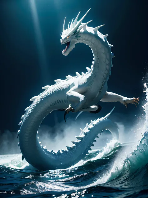 The sea is a deep dark white dragon