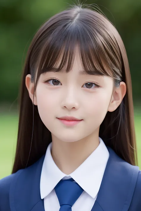 Raise the corners of your mouth　8K young beautiful classy schoolgirl in summer cute uniform with double eyelids　up of face　A dark-haired　NSFT