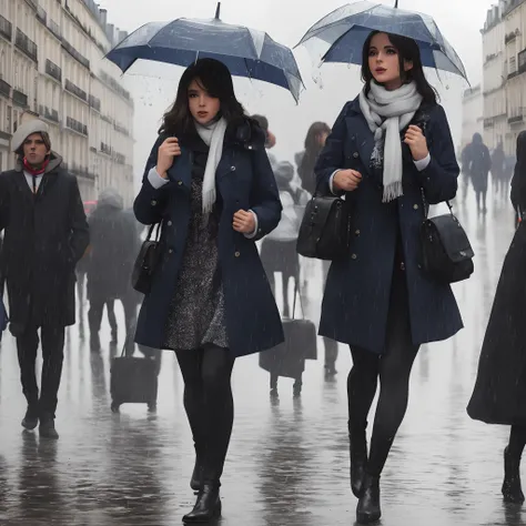 Mulher na chuva em paris