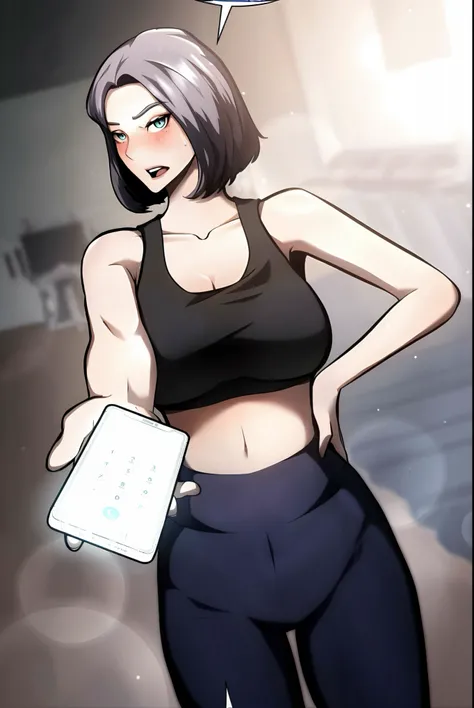 there is a cartoon of a woman holding a tablet computer, (sfw) safe for work, anya from spy x family, female protagonist 👀 :8, oppai cyberpunk, thicc, urban girl fanart, tifa lockhart, from girls frontline, perfect android girl, seductive anime girl, touch...