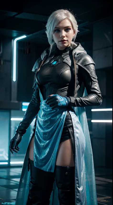 A warframe cyberpunk Elsa from frozen