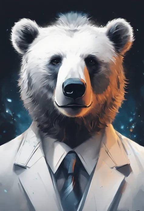 Perfect centering, Cute bear cubs everywhere, Wear a suit,, Smoking, Cigarettes in the mouth, Standing position, Abstract beauty, Centered, Looking at the camera, Facing the camera, Approaching perfection, Dynamic, Moonlight, Highly detailed, Digital Paint...