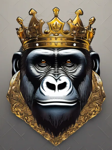 Gorilla with vector illustration of golden crown, e Oculos escuros