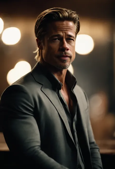 a narrator like brad pitt looks straight to camera