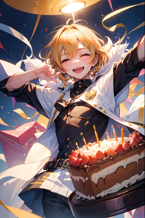 Celebrate a birthday,chum,Kizuna element,Young men,a cake,a smile,