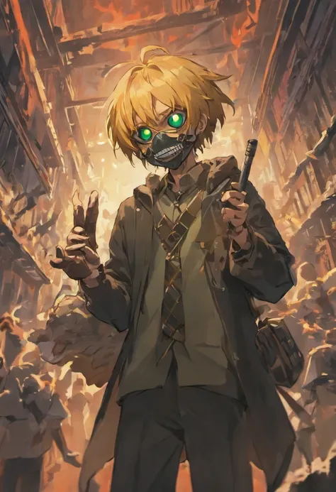 4K HD Illustration, Man, Plague mask in hand