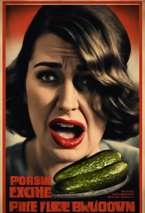 Poster for a movie, woman crying as the police take away her pickle