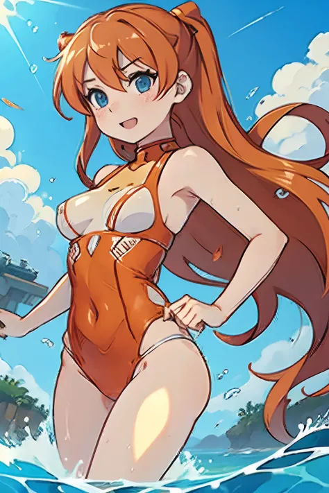 ((masterpiece)), (4k), ((Hentai))
Ocean in background, model in shallow ocean water,
BREAK
((asuka langley model)), NSFW, petite body, small breast, long flowing wet orange hair, white wet see through two piece see through bathing suit, boob jiggle AND phy...