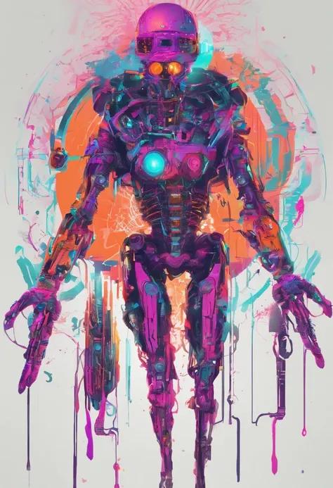 zombie cyborg neon vibrant horror