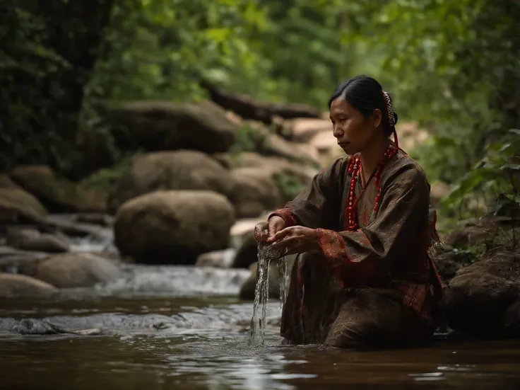 The Hmong hill tribe washed water in the stream. , high high quality , 4k