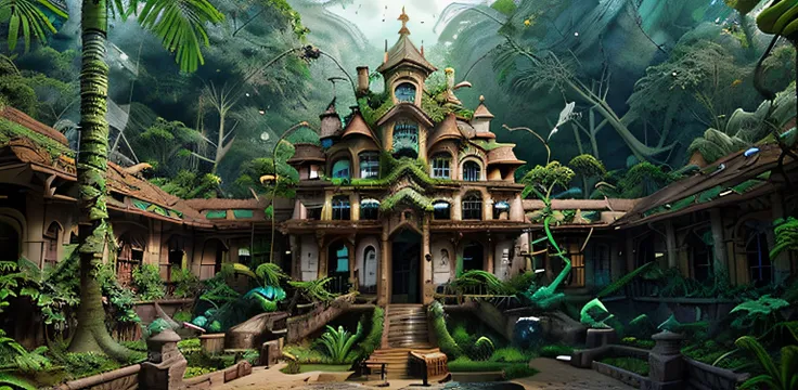 genrate a fantasy building in jungle