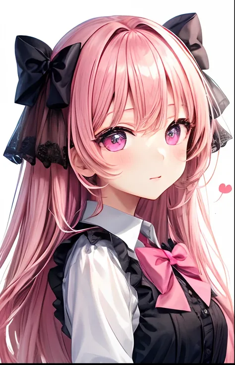 girl with、No background、without background、Background through、Twin-tailed、Two knots、Eyes are hearts、Pink eyes、Pink eyes、heart、bow ribbon、kawaii、