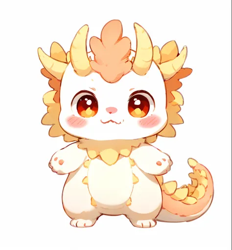 Cartoon illustration of cute little white dragon and yellow dragon, cute little dragon, adorable glowing creature, adorable creature, Cute detailed digital art, cute axolotl, cute monster, Cute:2, as an anthropomorphic dragon, cute monster character design...