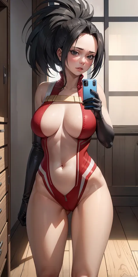 hyper realistic super detailed sexy momo yaoyorozu, very detailed, expressions faciales sexy, seductive facial expressions, [:(f...