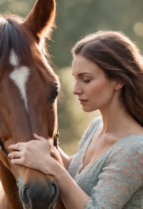 Photo of a woman hugging a horse