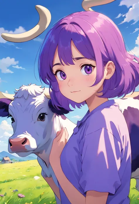 Purple Girl Cow Cute