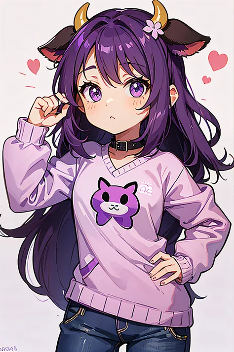 Purple Girl Cow Cute