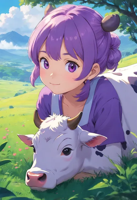 Purple Girl Cow Cute