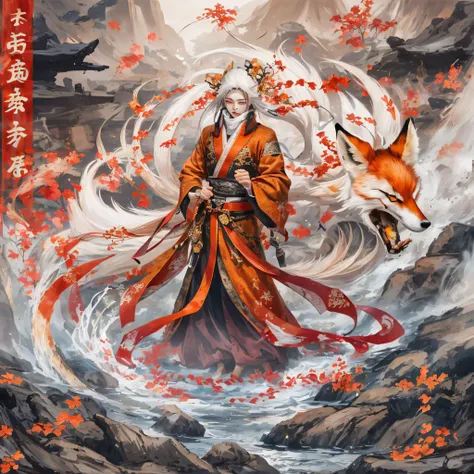 nine-tailed fox 32k，red and white immortal demon realm, chance encounter with liu hanshu, he saw in him his former self, it was ...