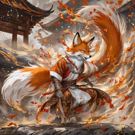 nine-tailed fox 32k，red and white immortal demon realm, chance encounter with liu hanshu, he saw in him his former self, it was ...