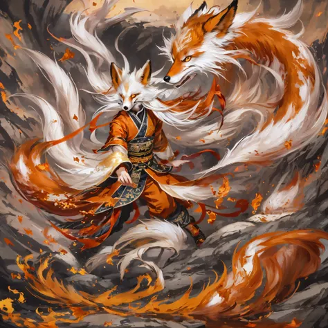 nine-tailed fox 32k，red and white immortal demon realm, chance encounter with liu hanshu, he saw in him his former self, it was ...