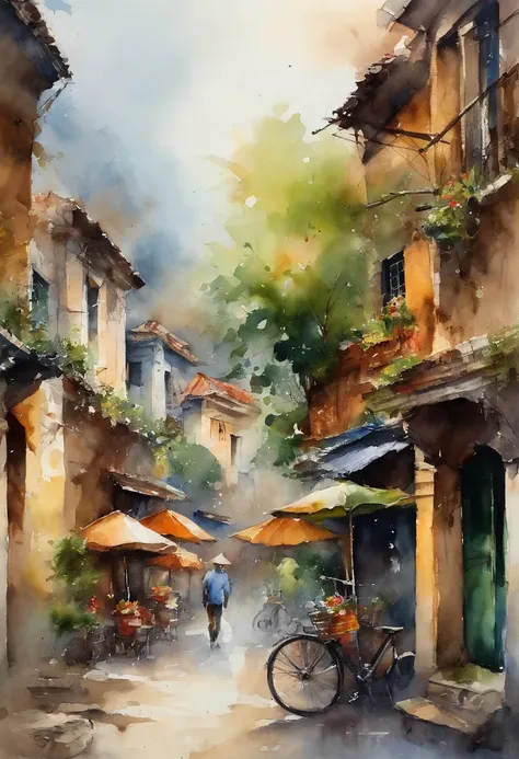 Best quality, masutepiece, 超A high resolution, (Photos realistic:1.4), surrealism, Dream-like,fusionart，Hanoi streets in the background