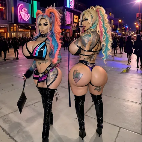 Bimbos, mature bimbos, milfs, cougars, huge fake lips, very fake tan, dark fake tan, fake breasts, huge fake booty, very skinny, tattoos, Louis Vuitton bag, fake long fingernails, fake eyelashes, belly button piercing, hair extensions, very long hair, curl...