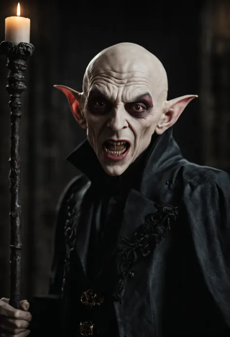 RAW photo, best, masterpiece, best quality, high quality, extremely detailed (scary male Nosferatu vampire lord: 1.3), elder vampire, long fangs, pale skin, best quality, cinematic lighting, sharp focus, photo-realistic, ultra-realistic, 8k