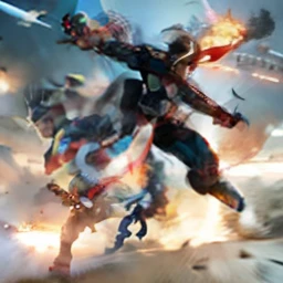 dynamic and action-packed illustration of Captain America posing in the middle of a fierce battle. Show Captain America in a heroic and powerful stance, exuding strength and determination. Depict him in his iconic red, white, and blue costume, with the sta...