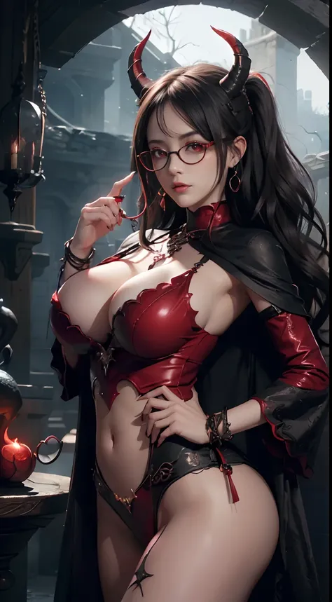 Fine、(The best illustrations)、8k UHD resolution、intricate-detail、top-quality、realisitic、ultra-detailliert、The best lighting、Best Shadows、Soft lighting、Ulutra HD、Dungeon and Dragon、caves、Dungeon、 A Necromancer、natta、Dark style、Succubus、Devils Daughter、Bat W...