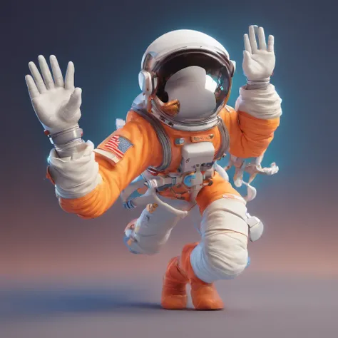 a joyful astronaut dancing (anime)