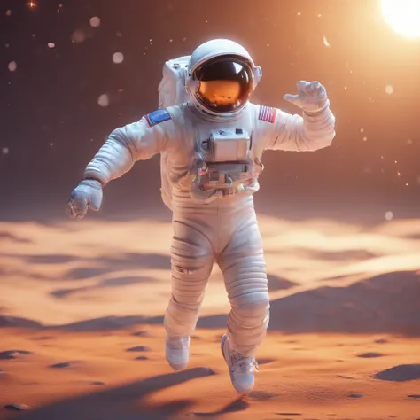 a joyful astronaut dancing