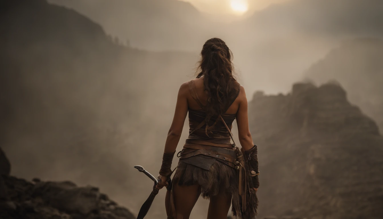 (best quality,4k,8k,highres,masterpiece:1.2),ultra-detailed,realistic,professional,sharp focus,Lara Croft,beautiful detailed eyes,long hair,adventurous,confident,treasure hunter,tomb raider,vibrant action scenes,stunning landscapes,dynamic poses,ancient ru...