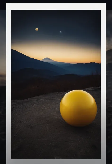 a yellow ball on mountain fuji