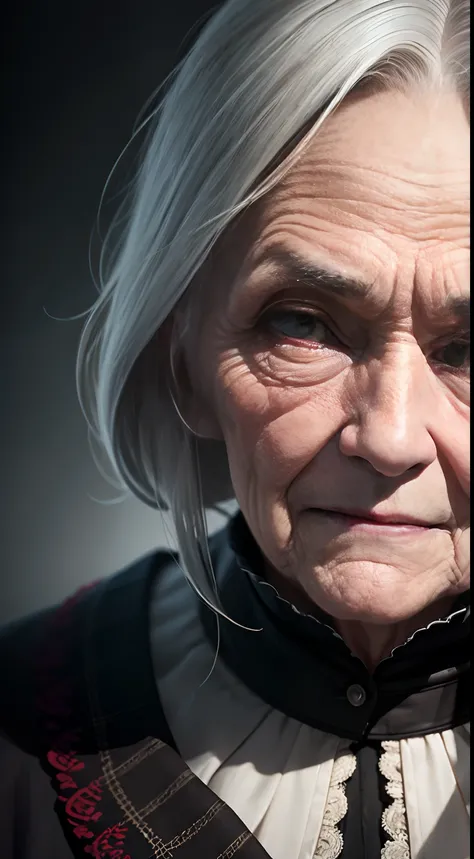 an old woman with a sinister expression