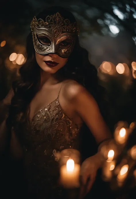 Moonlit Masquerade 📸 Capture the enchanting atmosphere of a moonlit masquerade ball with your mirrorless camera and a portrait lens. As the night sky illuminates the scene, photograph elegant partygoers wearing elaborate masks, surrounded by flickering can...