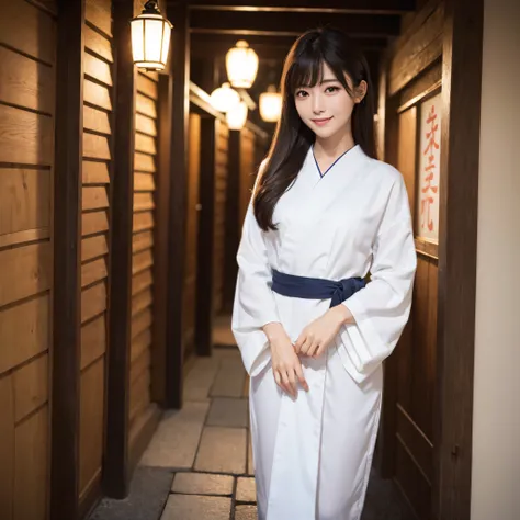 Beautiful woman in neat Japanese clothes、((best qualtiy、8k masterpieces:1.3))、foco nítido:1.2、(ultra beautiful faces:1.0)、(shinny skin:1.0)、photos realistic、A dark-haired、Video Lighting、High-definition eyes and face、Video Lighting、Japan Idol Actress、from t...