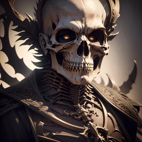 top-quality, Dramatic Lighting,skeleton head,look at viwers,((Intricate details, hyperdetails)), cinematic shot, Vignette, headshot, hight detail